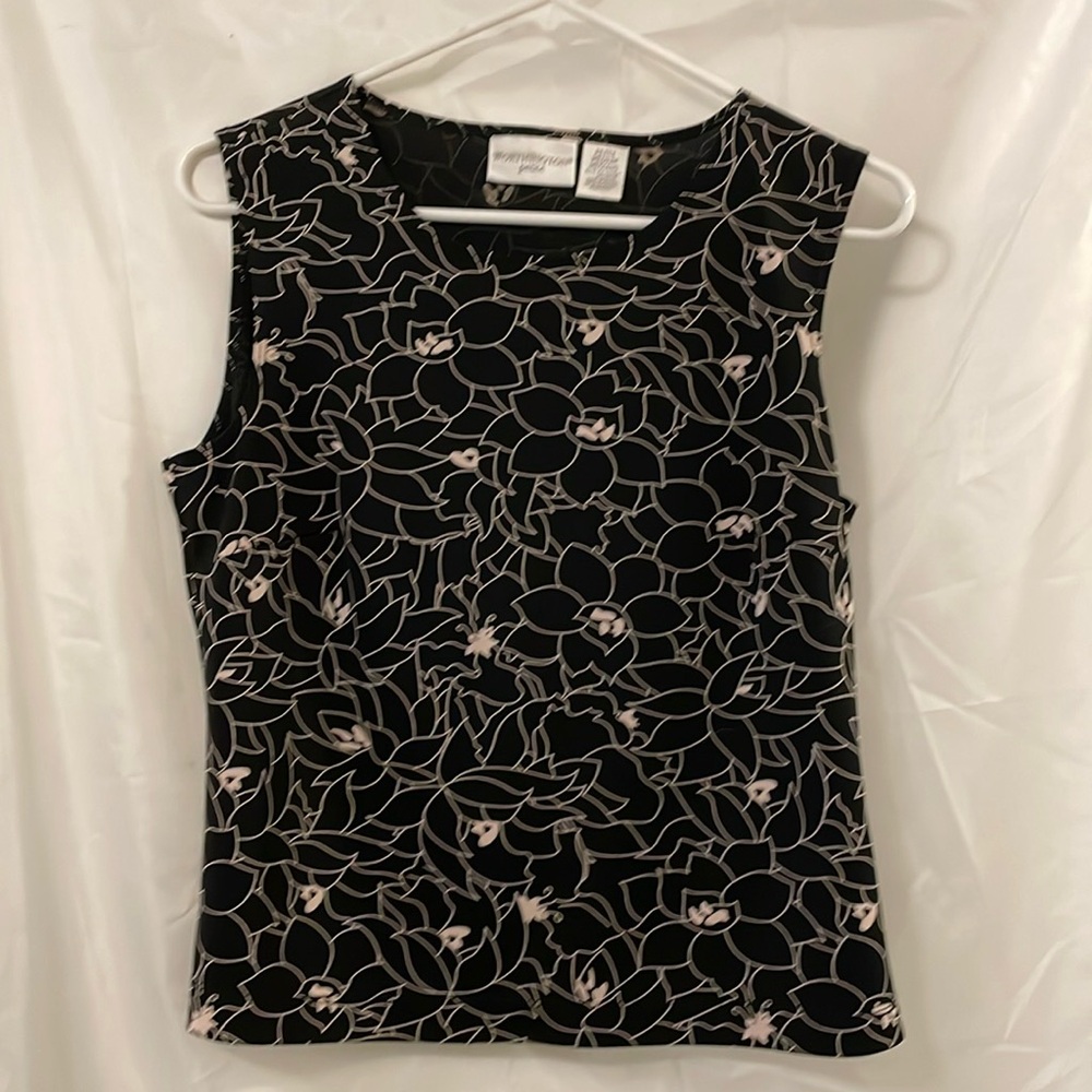 Blouse. Black and cream. Size petite medium. Brand Worthington petite.